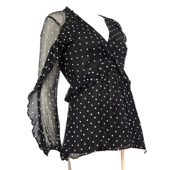 ZIMMERMANN EMBROIDERED POLKA DOT SHEER BLOUSE NWT $490 - Picture 4 of 6
